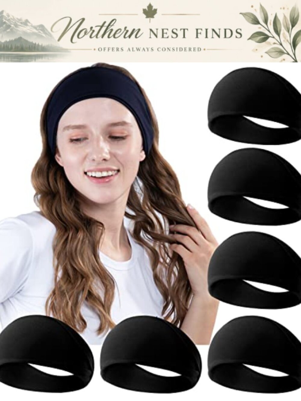 6 Pack Sport Headbands Wide Elastic Sweat Wicking Non Slip